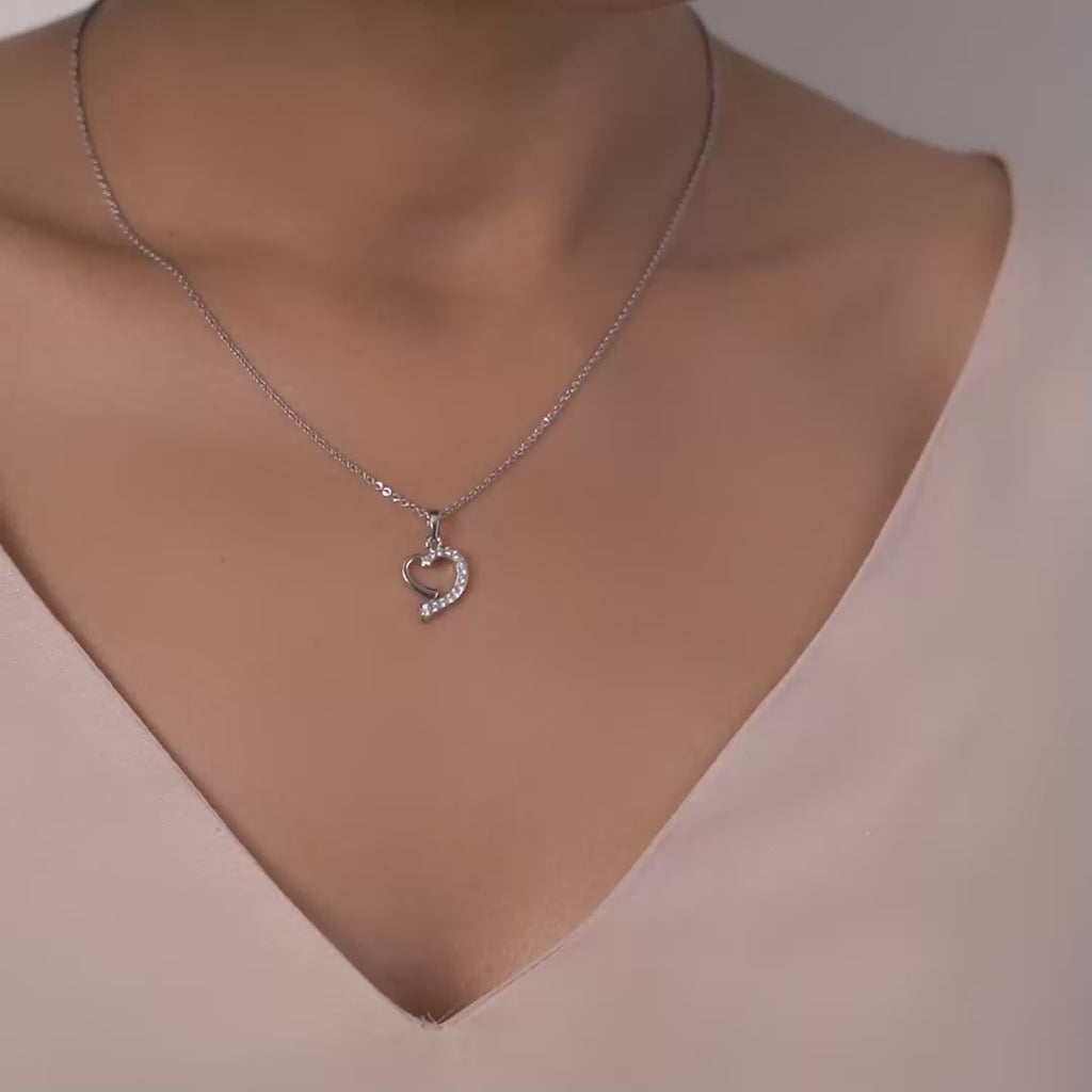 PurpleLuck Pageant Silver Heart Necklace