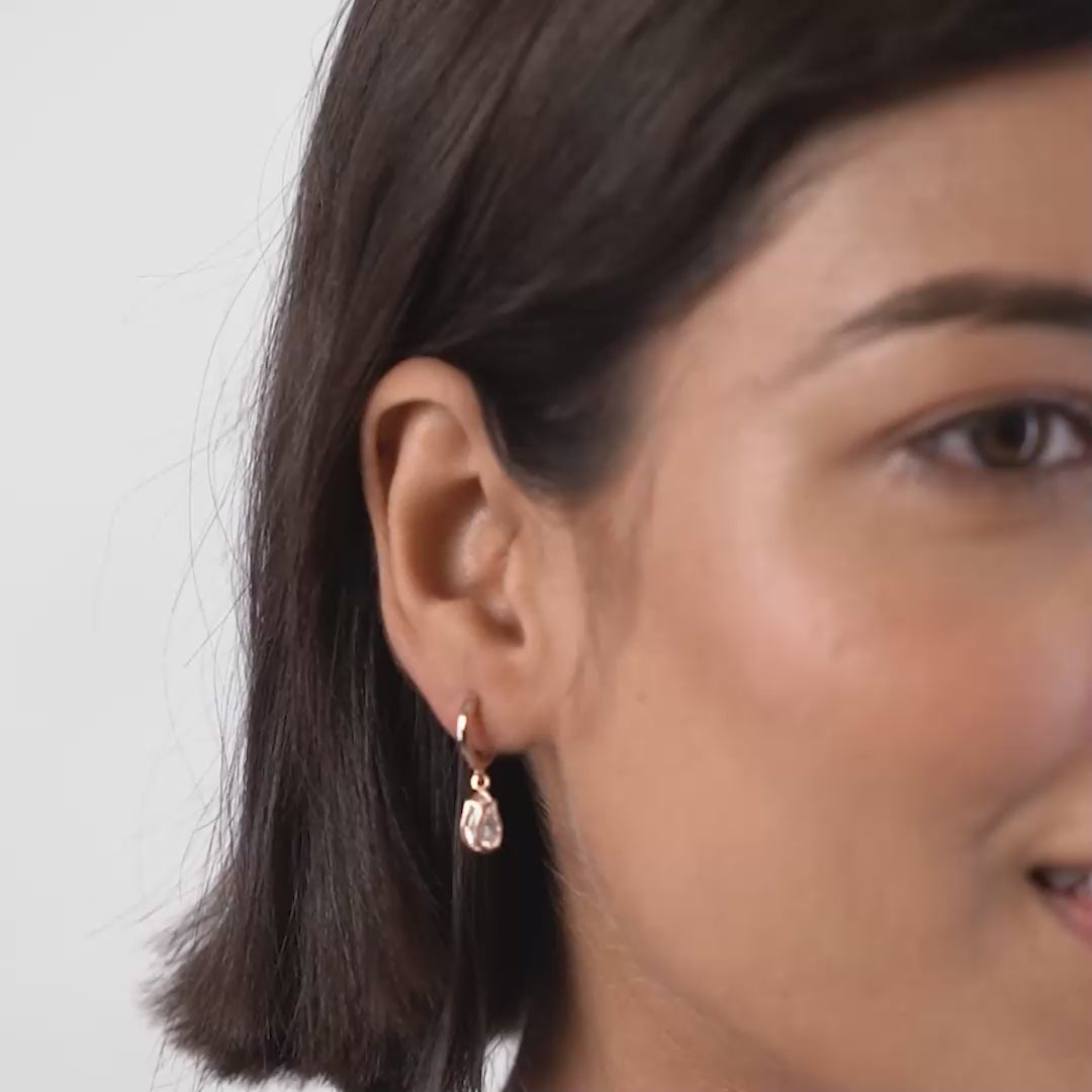 PurpleLuck Margot Rose Gold Drop Earrings. Sterling Silver, Elegant and Dainty Earrings for Women and Girls