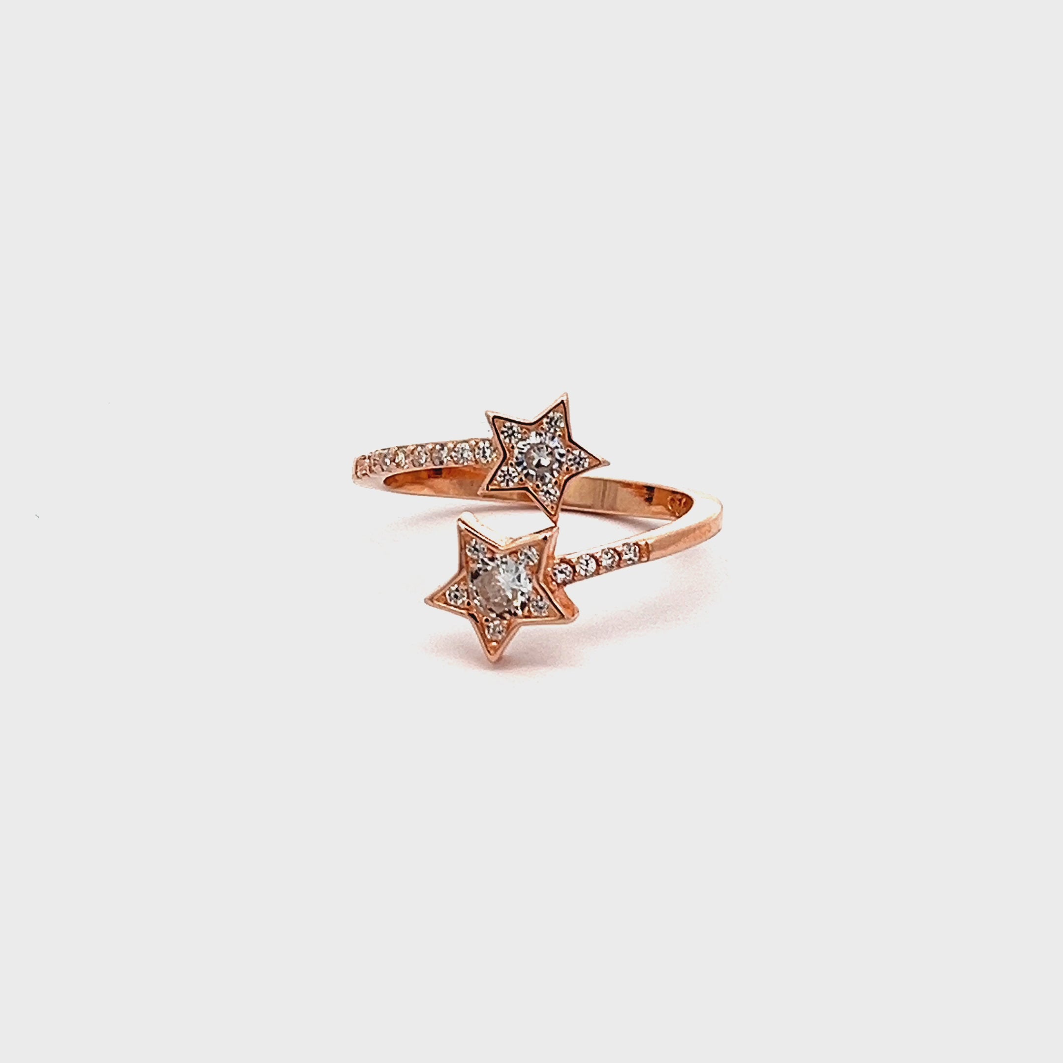 PurpleLuck Shooting Star Rose Gold Ring. 925 Silver Elegant and modern adjustable ring for women and girls