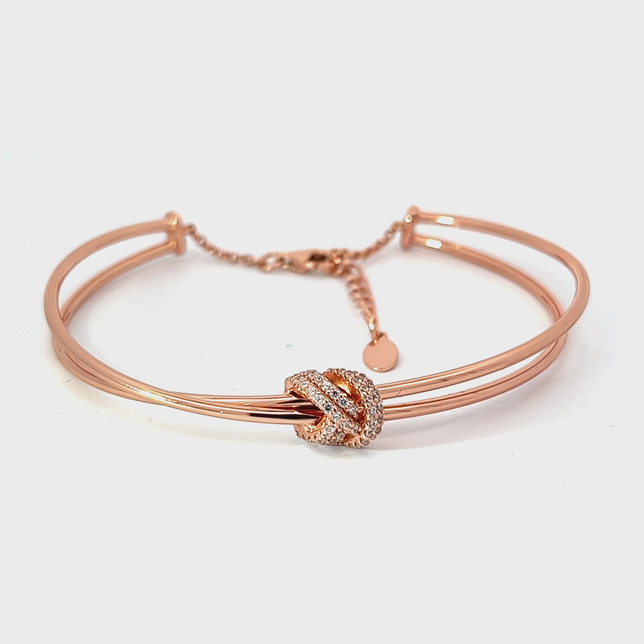 PurpleLuck Kyra 925 Silver Bracelet in rose gold plating for Women and Girls. Dainty and modern design adjustable bracelet. Perfect gift for Girlfriend
