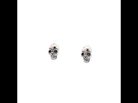 Anya Oxidized 925 Silver Skull Earrings. Charm studs for women and girls for daily wear