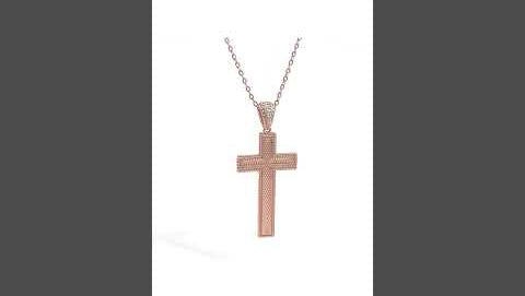 PurpleLuck Rose Gold Eternal Cross Pendant. Sterling Silver pendant for gifting