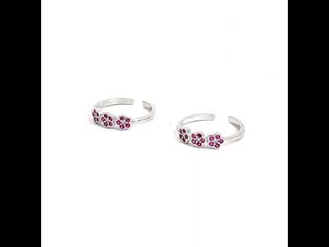 Purpleluck Tri-Flower 925 Silver Toe Rings Gift for women. Daily wear Indian traditional jewellery