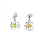 PurpleLuck Anastasia Silver Flower Earrings. Floral design charm earrings for women and girls Perfect for gifting
