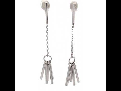 PurpleLuck Lara Silver Drop Earrings. Sterling Silver dangle drop earrings in modern design for Women and girls