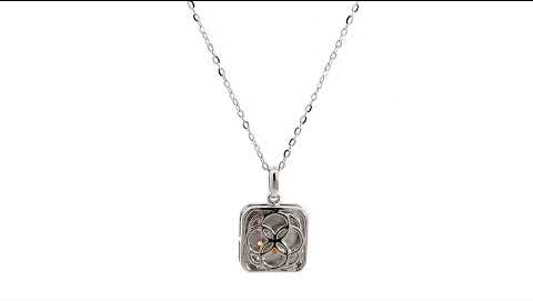 PurpleLuck Silver Gemstone Grid Pendant with adjustable chain for women Sterling Silver
