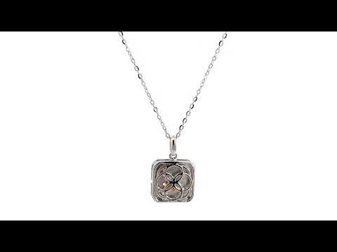 PurpleLuck Silver Gemstone Grid Pendant with adjustable chain for women Sterling Silver