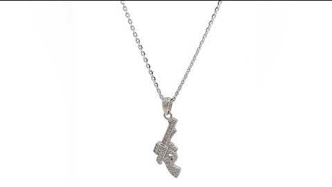 Purpleluck Dazzle Pistol 925 Silver Pendant pistol shaped pendant with chain for women