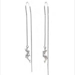 PurpleLuck Helena 925 Silver Thread Earrings with Elegant design for daily wear dolphin charm earrings 