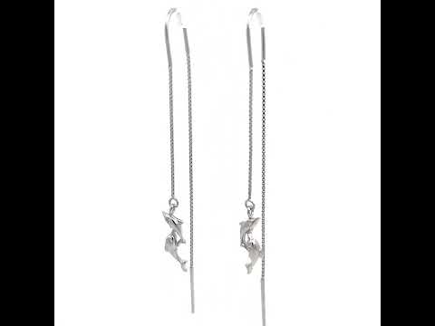 PurpleLuck Helena 925 Silver Thread Earrings with Elegant design for daily wear dolphin charm earrings 
