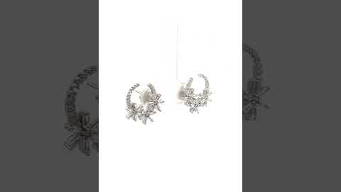 Purpleluck 925 Silver Floral Wreath Earrings for women in floral design and festive wear