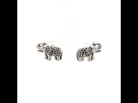 PurpleLuck Elephant Charm Oxidized Silver Earrings for Women, festive wear. Indian traditional studs