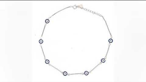 PurpleLuck 925 Silver Mystic Evil Eye Anklet. gifting for girlfriend and daily wear