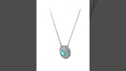 Purpleluck Elegant Blue Gemstone 925 Silver Pendant. Trendy pendant design for women and girls