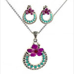 PurpleLuck Mina 999 Silver Pendant Set. Luxury pendant and earrings for women and girls Perfect wedding and Valentines day gift 