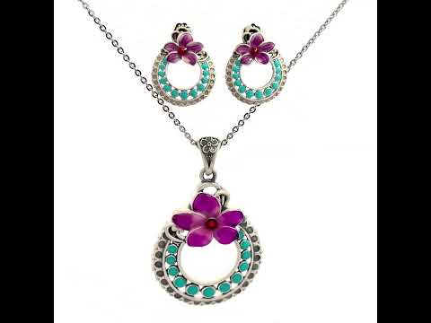 PurpleLuck Mina 999 Silver Pendant Set. Luxury pendant and earrings for women and girls Perfect wedding and Valentines day gift 