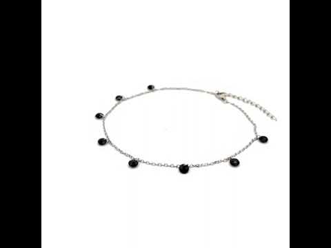 PurpleLuck Kaira 925 Silver Black Queen Anklet. Classy black bead anklet for daily wear with adjustable chain.