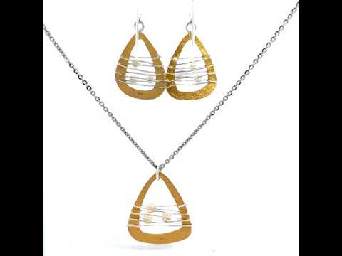 PurpleLuck Bellucci Gold Italian Pendant Set .Delicate pearl jewellery set Ideal for gifting for wife, sister and girlfriend