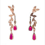 Purpleluck Ruby Enchanted 925 Silver Earrings. Elegant design earrings. Festive wear. Romantic and Indian wear
