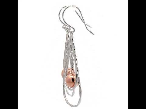 Purpleluck Rose Gold and Silver Teardrop Earrings