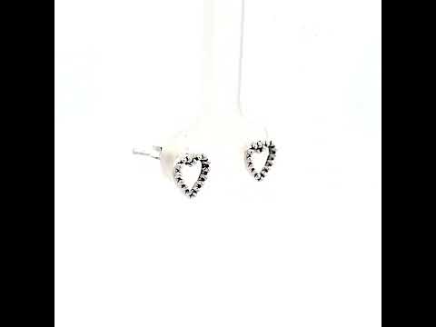 Purpleluck Teresa Oxidized Silver Earrings. Lightweight and heart shaped sterling silver earrings for girls and women