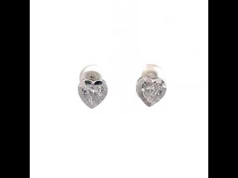 PurpleLuck Kardashian 925 Silver  Heart Earrings. Heart Shaped Zircon Studs for women and girls for daily wear