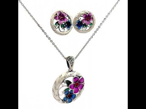 PurpleLuck Rose 999 Silver Pendant Set. Sophisticated pendant and earrings for women and girls . Rakshabandhan Gift for sister. Gift for Valentine