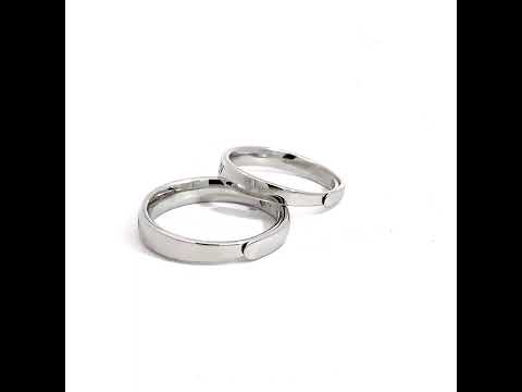 PurpleLuck Krystal Roman Numeral Silver Couple Rings Gift for Him and Her modern and adjustable design
