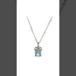 PurpleLuck Marina Blue Gem 925 Silver Pendant. Romantic gift for wife and girlfriend