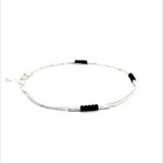 PurpleLuck Rashmika 925 Silver Anklet with black bead. Double layered ankle jewelry for women and girls