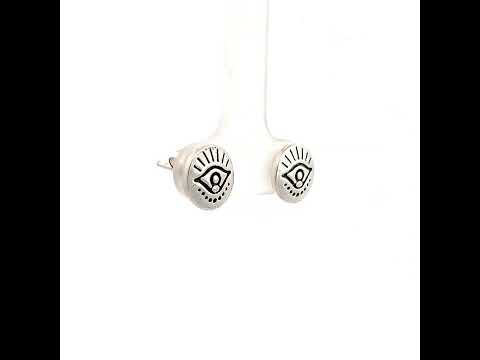 PurpleLuck Evil Eye Oxidized Silver Earrings Anti-Nazar Simple daily wear studs