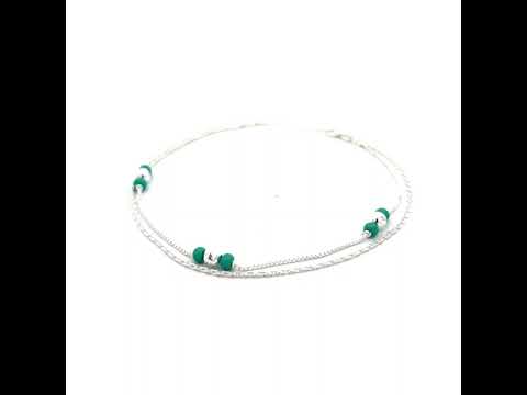 PurpleLuck Nargis 925 Silver Anklet. Double layered bead anklet for daily and festive wear