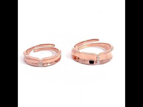 PurpleLuck Love Birds 925 Silver Couple Rings in Rose Gold Plating for couple romantic gift.Valentines and wedding gift