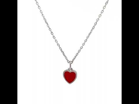 PurpleLuck Valentine Silver Red Heart Pendant. Perfect Valentines day gift for Girlfriend and wife.