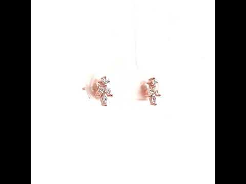 PurpleLuck Florence Rose Gold Earrings. Mini Sterling Silver Studs for Office and daily wear. Luxury Gift for Sister 