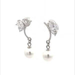 PurpleLuck Nazanin Silver Pearl Drop Earrings. 925 Silver earrings with elegant design ideal for gifting and festive wear
