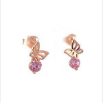 PurpleLuck Beyonce Rose Gold Butterfly Earrings. Sterling Silver charm studs gifting for girlfriend 