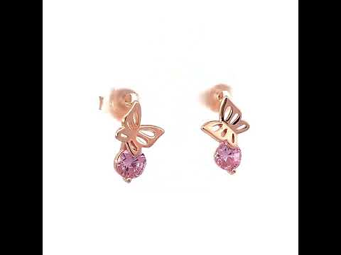 PurpleLuck Beyonce Rose Gold Butterfly Earrings. Sterling Silver charm studs gifting for girlfriend 