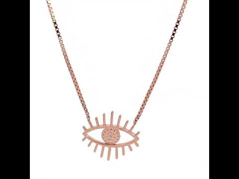 PurpleLuck Eye of Horus Evil Eye Rose Gold Pendant. Anti-Nazar Sterling Silver necklace for women and girls. Ideal Gifting for girlfriend