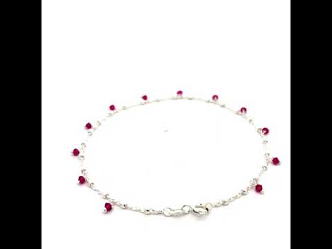 PurpleLuck Yennefer Silver Anklet. Sterling Silver bead anklet. Charming and elegant single leg anklet