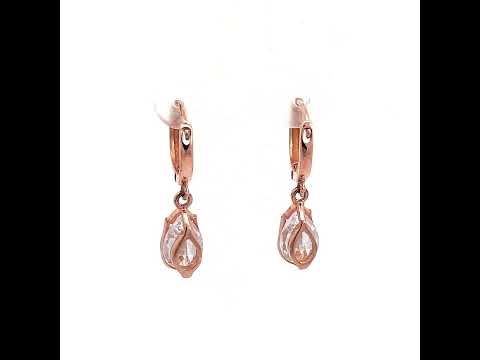 PurpleLuck Margot Rose Gold Drop Earrings. Sterling Silver, Elegant and Dainty Earrings for Women and Girls