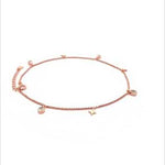 PurpleLuck Claire Rose Gold Charm Anklet. Sterling Silver ankle jewelry with adjustable chain for gifting