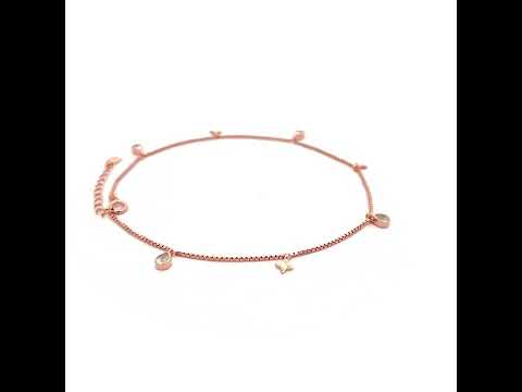 PurpleLuck Claire Rose Gold Charm Anklet