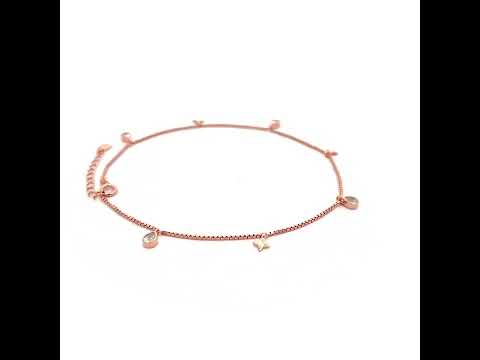 PurpleLuck Claire Rose Gold Charm Anklet