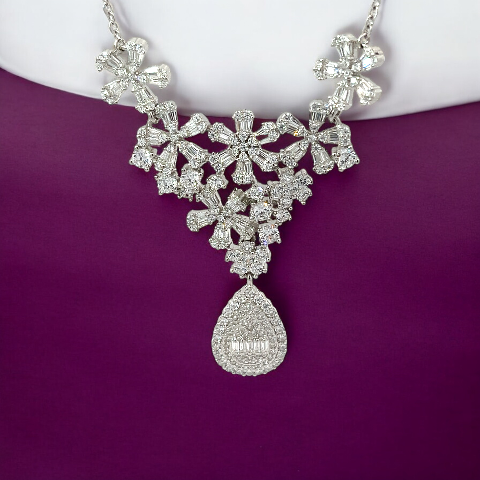 PurpleLuck 925 Silver Queen Necklace. Trendy and luxurious festive wear for women and girls. Rakshabandhan and anniversaries gift