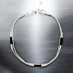 PurpleLuck Rashmika 925 Silver Anklet with black bead. Double layered ankle jewelry for women and girls