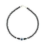 PurpleLuck Regina Evil Eye 925 Silver Anklet. Anti-Nazar traditional jewellery for women and girls. Gift for girlfriend and wife