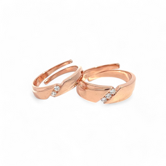 PurpleLuck Renee 925 Silver Couple Rings in rose gold plating for wedding and festive wear. Gift for girlfriend and wife