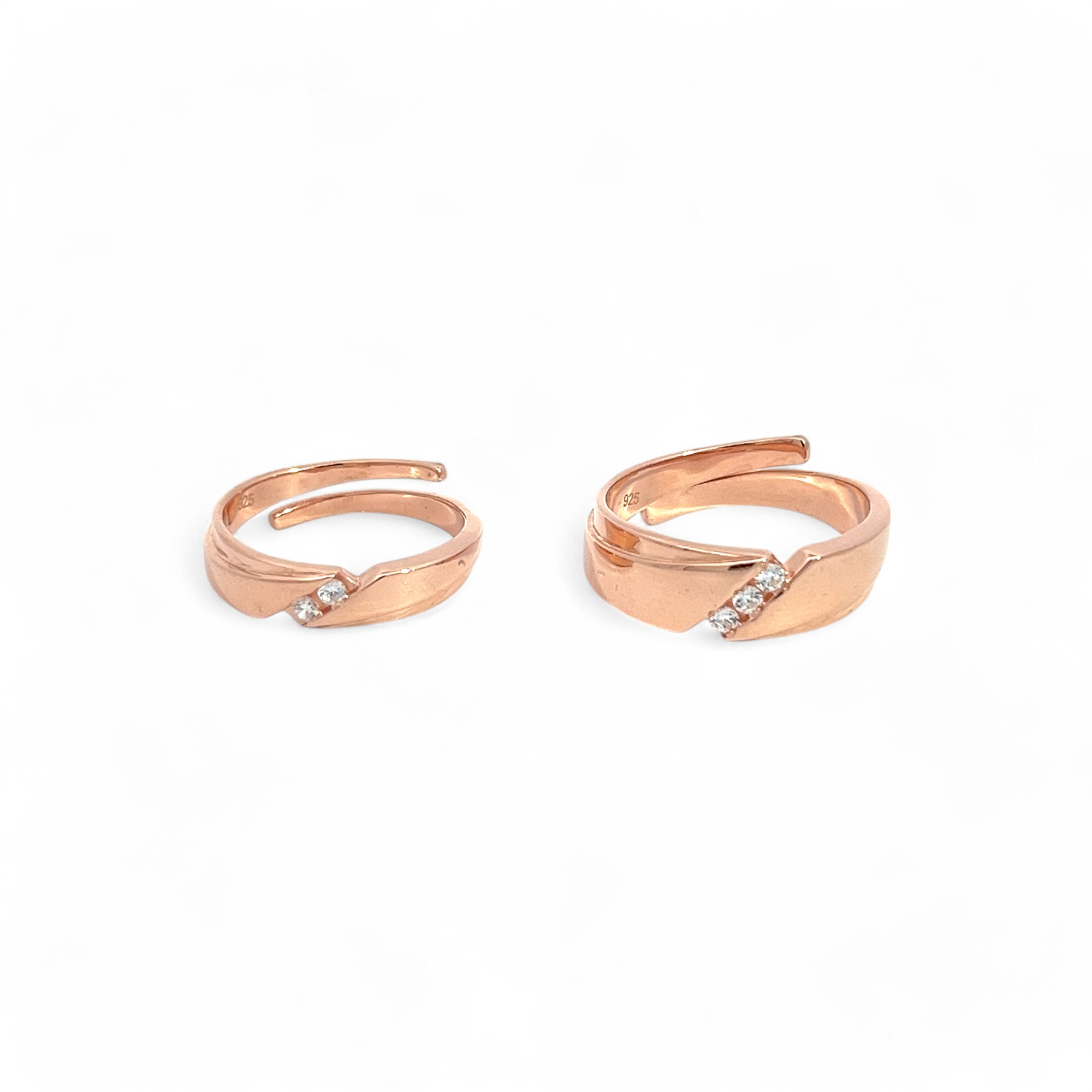 PurpleLuck Renee 925 Silver Couple Rings in rose gold plating for wedding and festive wear. Gift for girlfriend and wife