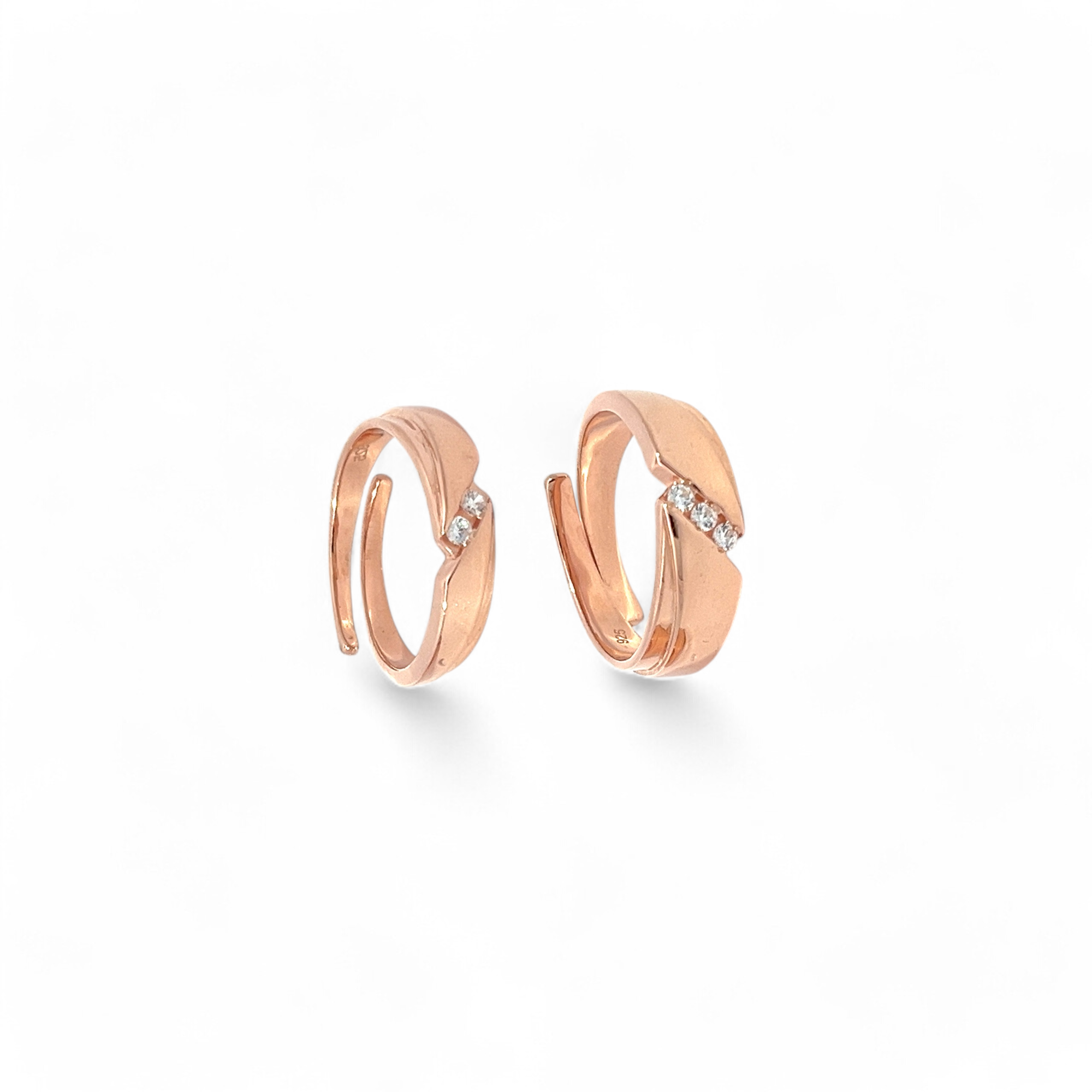 PurpleLuck Renee 925 Silver Couple Rings in rose gold plating for wedding and festive wear. Gift for girlfriend and wife